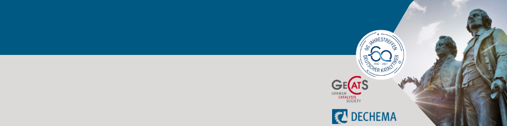 Header banner for the conference: 60. Jahrestreffen Deutscher Katalytiker. This goes from 17 March 2027 to 19 March 2027 in congresszentrum weimarhalle.