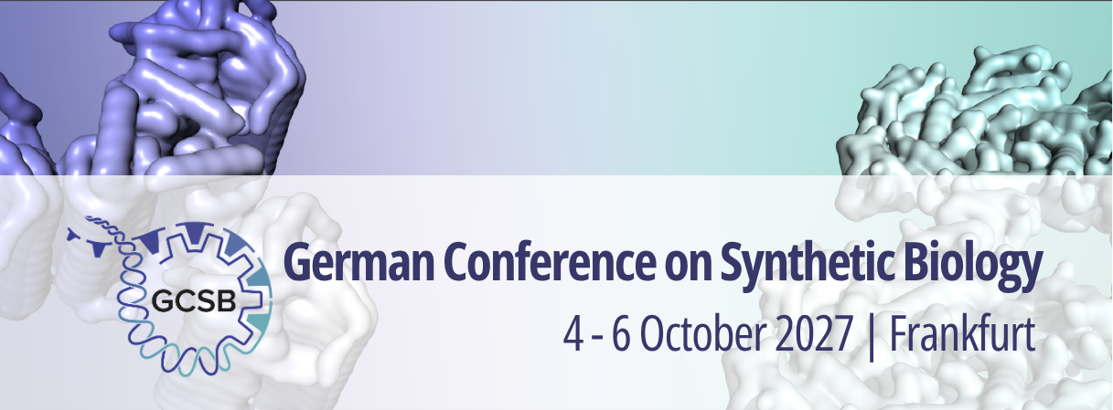 Header banner for the conference: German Conference on Synthetic Biology 2027. This goes from 4 October 2027 to 6 October 2027 in DECHEMA-Haus, Frankfurt.